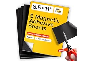 X-bet MAGNET Magnetic Sheets with Adhesive Backing - 5 PCs Each 8.5” x 11” - Flexible Magnet Sheets with Self Adhesive - Sticky Magnetic Paper for Photo and Picture Magnets - Craft Magnet Stickers