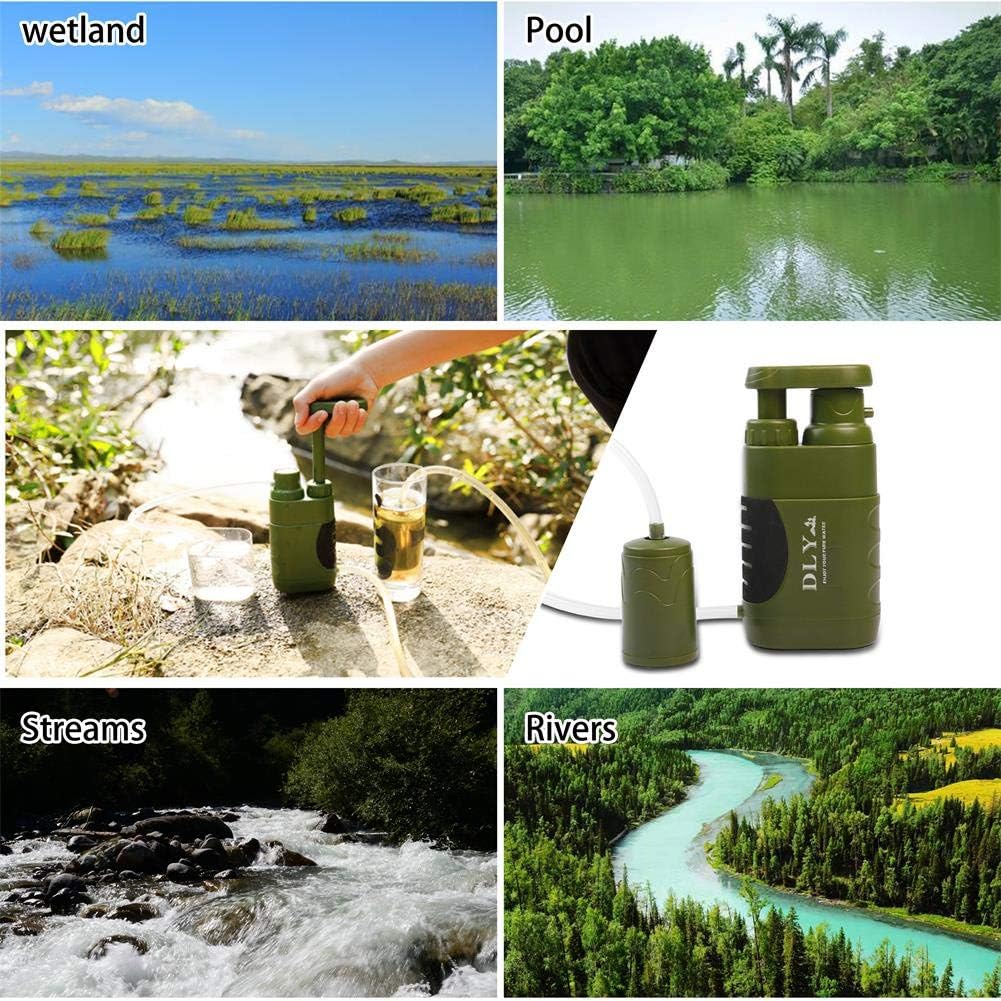 DLY Water Filter Pump Water Purifier for Camping, Hiking - 0.01 Micron Emergency Backpacking Water Filter for Hiking with 4-Stage Filter Pump : Sports & Outdoors