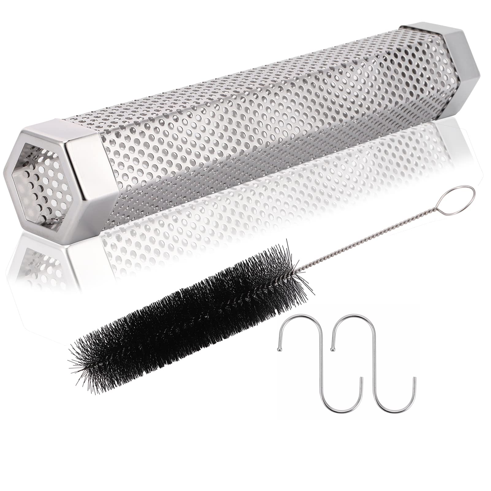 Smoke Tube BBQ Smoker Box 304 Stainless Steel Smoke Generator Grill Portable Barbecue Grill Tools for Hot or Cold Smoking 5 Hours of Billowing smoke