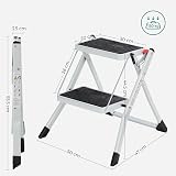 SONGMICS 2 Step Ladder Heavy Duty Steel Folding Portable 150 kg GSL02WT White view 4