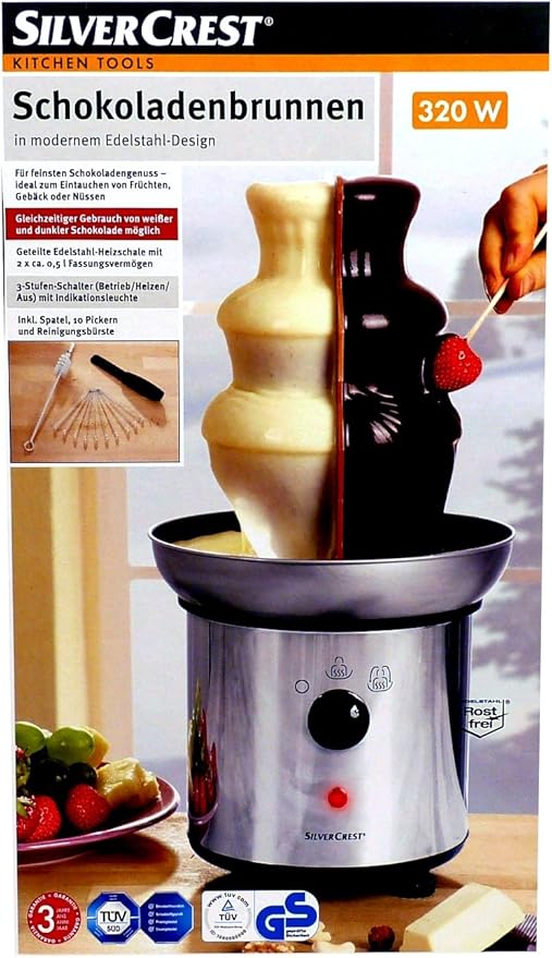 SilverCrest Fontaine en acier inoxydable fontaine à chocolat/chocolat