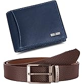 HORNBULL Mens Combo Wallet and Belt | Gift Set for Men | Gift Hamper for Boys | Wallets Men Leather (Navy+Brown)