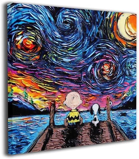 Amazon Co Jp 魅力的な芸術 ピーナッツ スヌーピー Snoopy キャンバスの壁アート 画像プリント絵画リビングルームの壁の装飾と家の装飾のための現代アートワークハングする準備ができて ホーム キッチン