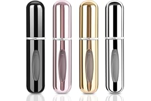 REAEON Portable Perfume Atomizer Spray Bottle, Travel Mini perfume Refillable, Scent Pump Case, Portable Empty Perfume Spray Bottle for Travel, 4 Pack, 5ml