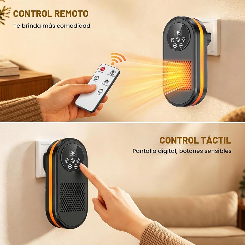 Calefactor Bajo Consumo Enchufe 2 Niveles Calefactor Eléctrico Cerámico PTC