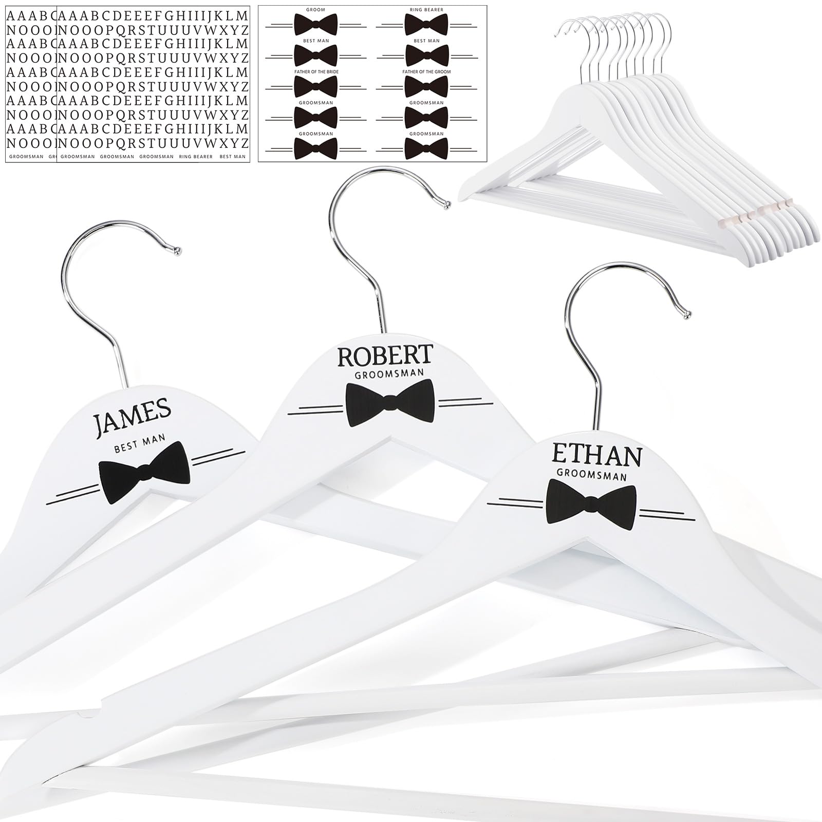 Beeveer 10 Pack Groomsman Personalized Hangers with