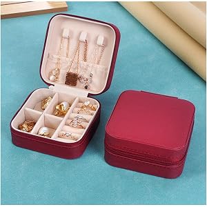 Travel Jewelry Case, Mini Portable Jewelry Travel Boxes, Jewelry Organizer for Rings, Earrings, Pendants, Necklaces, Lipstick