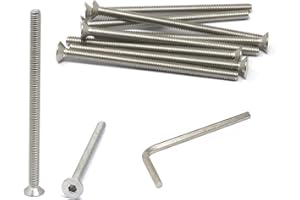 iexcell 10 Pcs M6 x 100mm Thread Pitch 1 mm Stainless Steel 304 Hex Socket Flat Head Cap Screws Bolts Kit