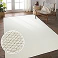 Fortsea 5'x7' Washable Area Rug for Living Room Natural Berber Rug Bedroom Non-Slip Rugs No Shed Faux Jute-Look PP Area Rugs Non-Skid Washable Area Rug (Cream, 5X7)