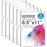 xydstay 6pack Acrylic Wall Sign Holder with Serews&Tape,8.5 X 11 Wall Mount Clear Plastic Sign Holder,Memo Document Menu Holder for Restaurant, Office, School, Store and Home Use,Support No Drilling