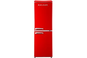 Galanz GLR74BRDR12 Retro Refrigerator with Bottom Mount Freezer Frost Free, Dual Door Fridge, Adjustable Electrical Thermostat Control, 7.4 Cu Ft, Red