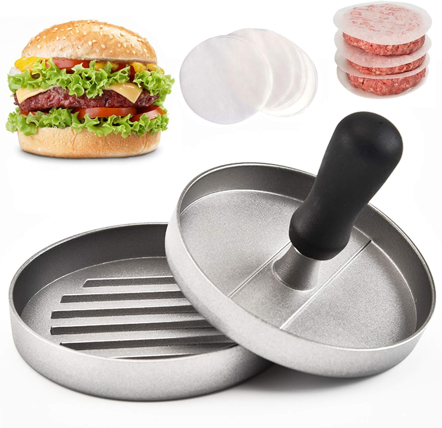 Uniyou Burger Press Hamburger Press Patty Maker NonStick Aluminum