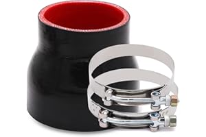 TuoLauthon 3 to 4 inches Straight Black Silicone Reducer Coupler with 2 T-Bolt Clamps 4 Layers of Polyester Reinforcement Suitable High Level Turbo Pipe