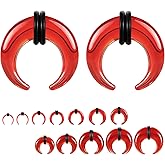 ZS 1 Pair Glass Septum Stretching Kit Set - C Shape Pincher Tapers with O-Rings, 14G to 5/8" Buffalo Septum Retainers Rings for Pierced Nose Ear
