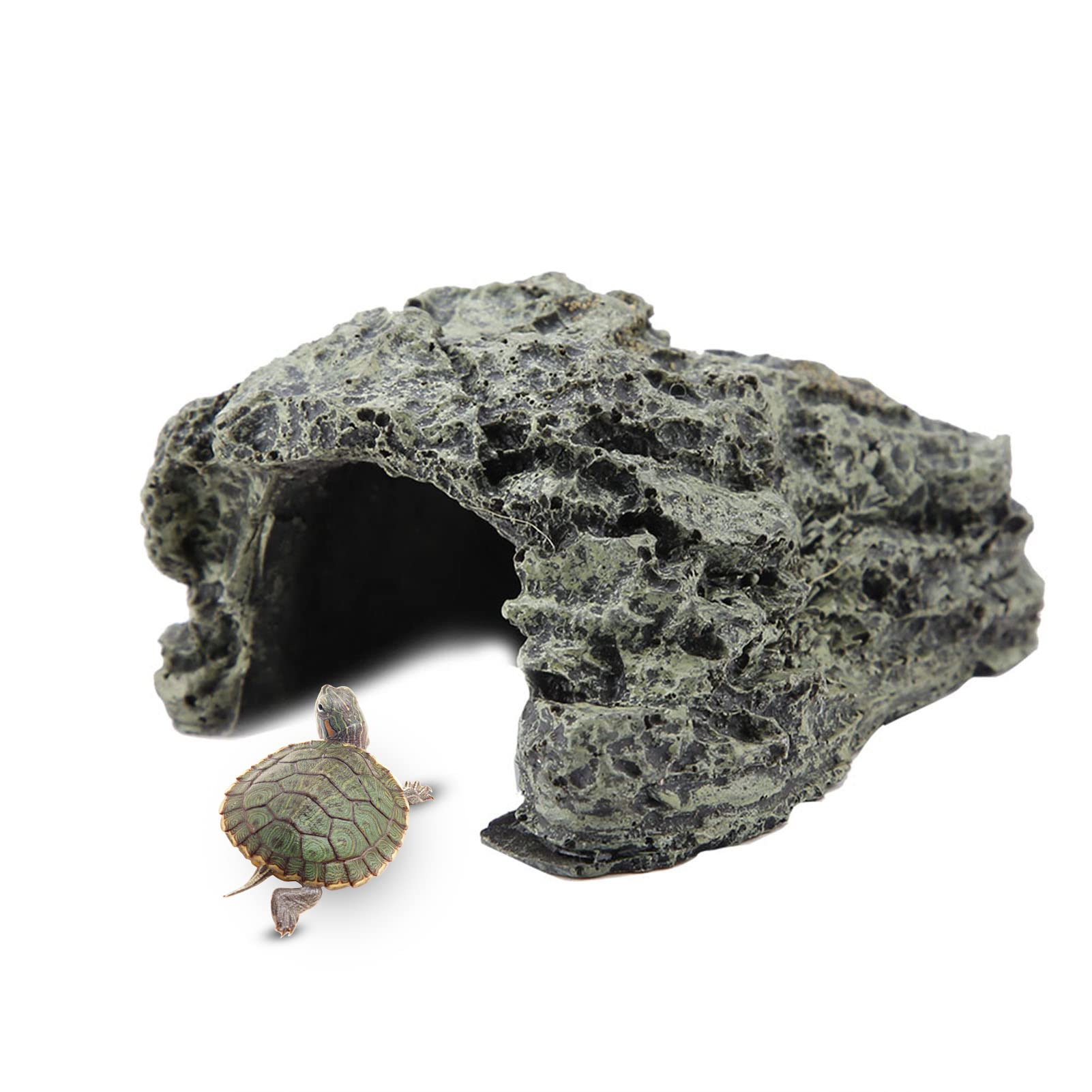 Fish Hiding Cave Aquarium Turtle Reptile Basking Hide Habitat Shelter,Reptile Cave Huts Hideouts Place, for Aquarium Terrarium Decoration Ornament,Non-Toxic High Simulation ( Small Turtle Cave)