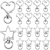 100 Pack Silver Metal Star Heart Shape Keychain Clip Bulk, Heart Swivel Lobster Clasp Keychain Clip, Alloy Snap Hook Keychains Clips for Jewelry Making Bag Accessories DIY Craft