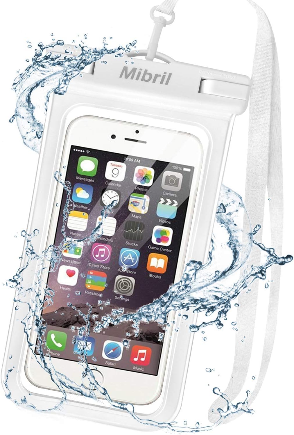 Mibril スマホ 防水ケース 【2020最新版】 IPX8認定 指紋認証/Face ID認証対応 タッチ可能 iPhone/Samsung Galaxy/SONY Xperia 6.5インチ以下のスマホに対応 水中撮影 お風呂 海水浴 水泳など適用 ネックストラップ/アームバンド付属 「1本入」