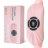 Portable Cordless Heating Pad for Period Cramps, Voice Reminder Menstrual Heating Pad with 6 Heat Levels and 6 Massage Modes, 3s Fast Heating, Gifts for Her Women Girls