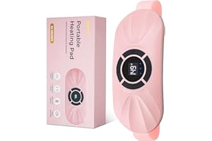 Portable Cordless Heating Pad for Period Cramps, Voice Reminder Menstrual Heating Pad with 6 Heat and 6 Vibration Modes, 3s F