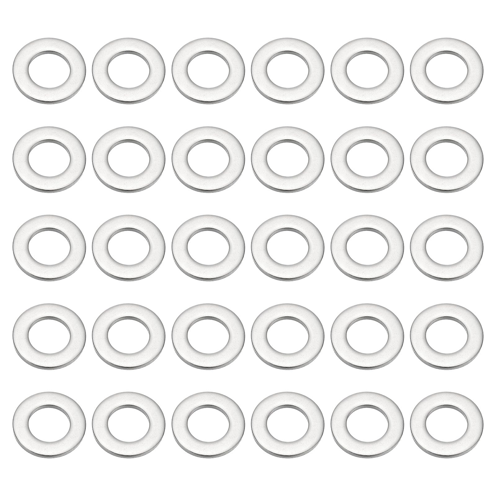 PATIKIL 304 Stainless Steel Flat Washer, 30 Pack 4/9" ID x 8/9" OD x 0.08" Thickness Metal Fender Washers Small Washers for Screws Bolts Assortment