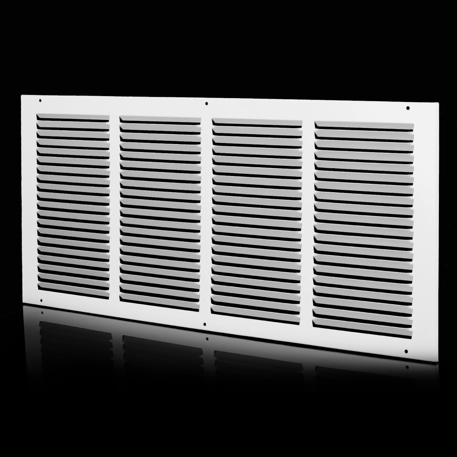 View 1 of 24x10 Return Air Grille (Duct Opening Size), Air Return Vent Cover, AC Vent Cover, Cold Air Return Vent Cover, Flat Return Air Grilles, Outer Dimensions:25.75"W x 11.75"H (24"Wx10"H, Duct Opening)