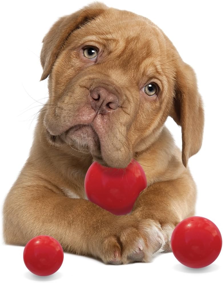 PawTime Dog Ball Toys Rugged Rubber Red Set 3 Pack 3 Sizes for Most Aggressive Chewers