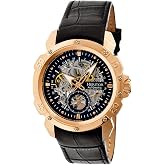 HERITOR Conrad Automatic Watch for Men &ndash; 42mm Men&rsquo;s Skeleton Watch with Jeweled Automatic Movement, 316L Stainless Steel Case, Croc Leather Strap, Sapphire-Coated Mineral Crystal