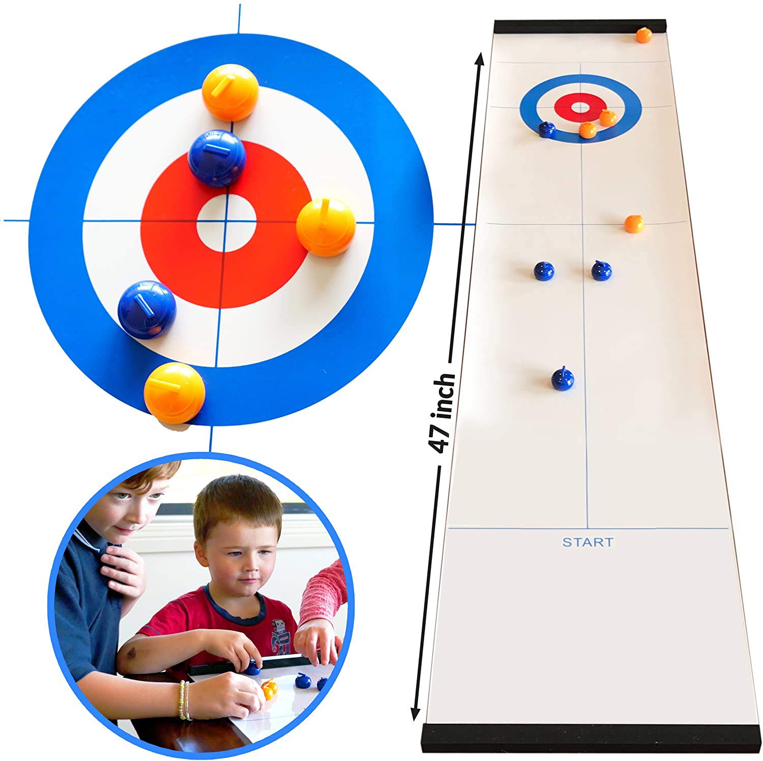 TourKing Tabletop Curling Game,Compact Curling Family Games for Parent Compact Curling Board Game Portable Mini Tabletop Games for Family/School/Travel