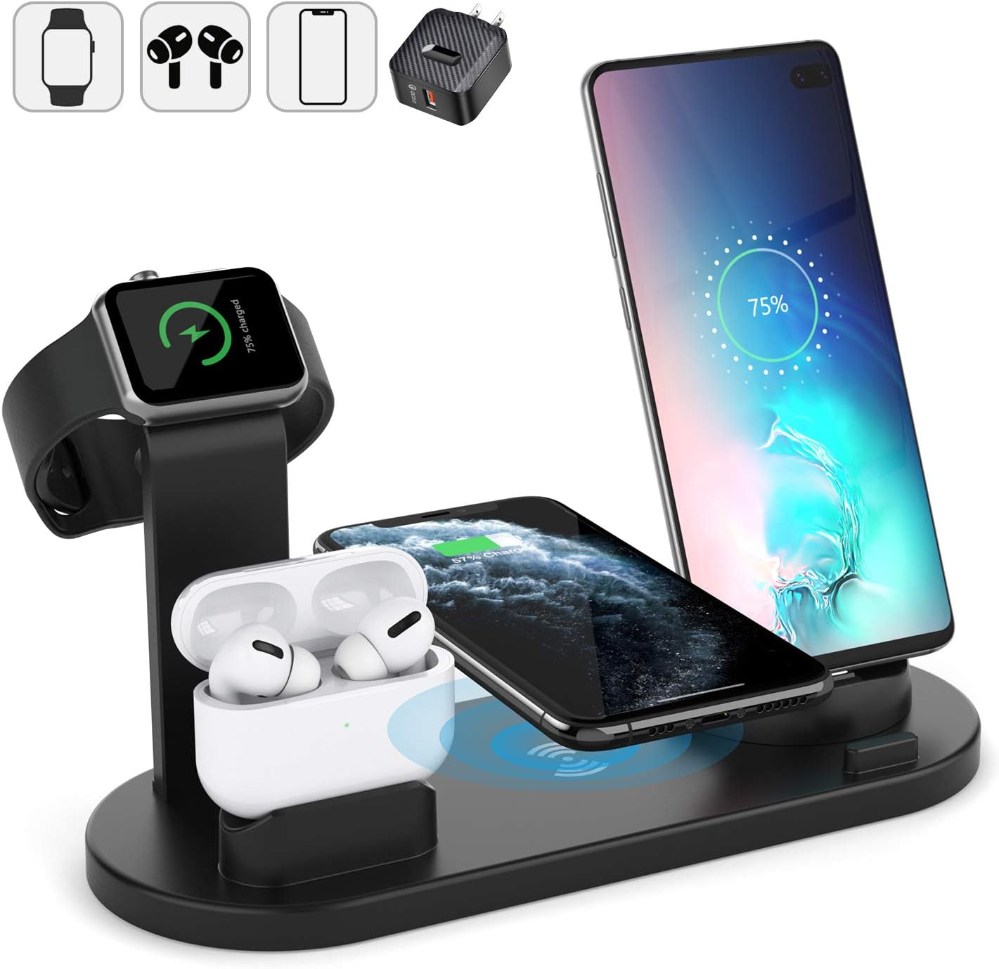 Amazon Com Wireless Charger Stand 4 In 1 Multi Function