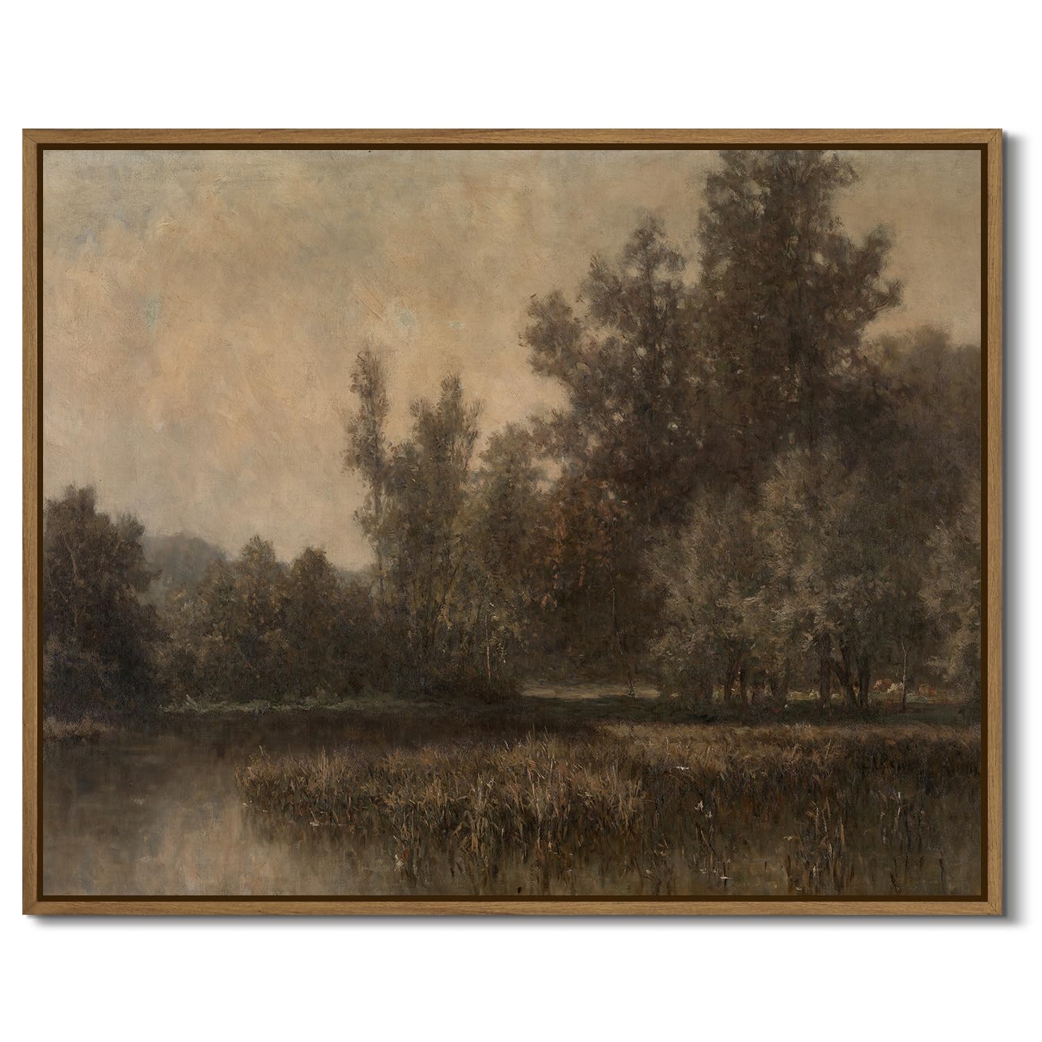 Photo 1 of Vintage Landscape Art Prints Forest Lake Scenery Wall Art Moody Swamp Pictures Wall Decor Nature Wilderness Illustrations Fine Art Decor Framed for Living Room Bedroom Farmhouse Office - 8x10 Inch