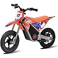 OLALA Electric Dirt Bike for Kids Aged 3-7, 150W Racing Grade Electric Motorcycle, Up to 8MPH & 2 Speed Settings, Safe Disc Brakes, 12'' Off-Road Knobby Tires, Orange