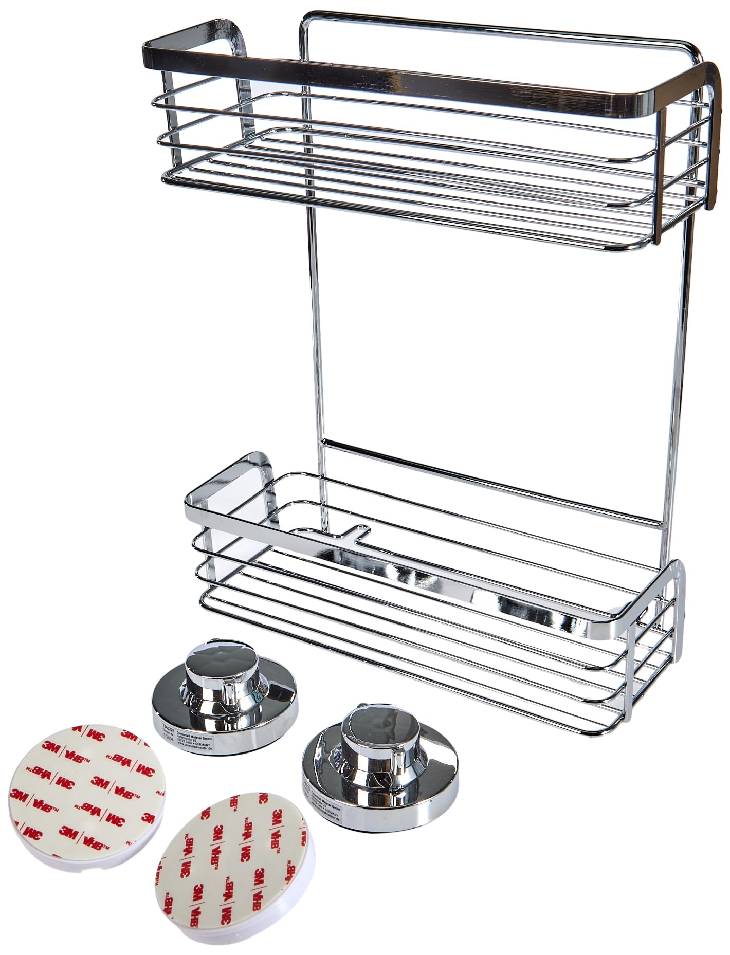 Cornat Shower Basket 3 in 1 Wall Mounted 3 Different Mounting Options with Suction Cup Adhesive Pad and Drilling Chrome-Plated, T340275