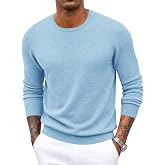 Poriff Men's Crewneck Sweater Wool Blend Knit Long Sleeve Pullover Sweaters | Wool blend, Business Casual, Classic Solid Color, Basic Thermal, Lightweight Stretch, Regular fit, Fall and Winter Layer