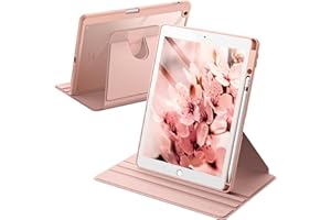 JETech Rotating Case for iPad 9/8/7 (10.2-Inch, 2021/2020/2019 Model, 9th/8th/7th Generation) with Pencil Holder, 360 Degree 