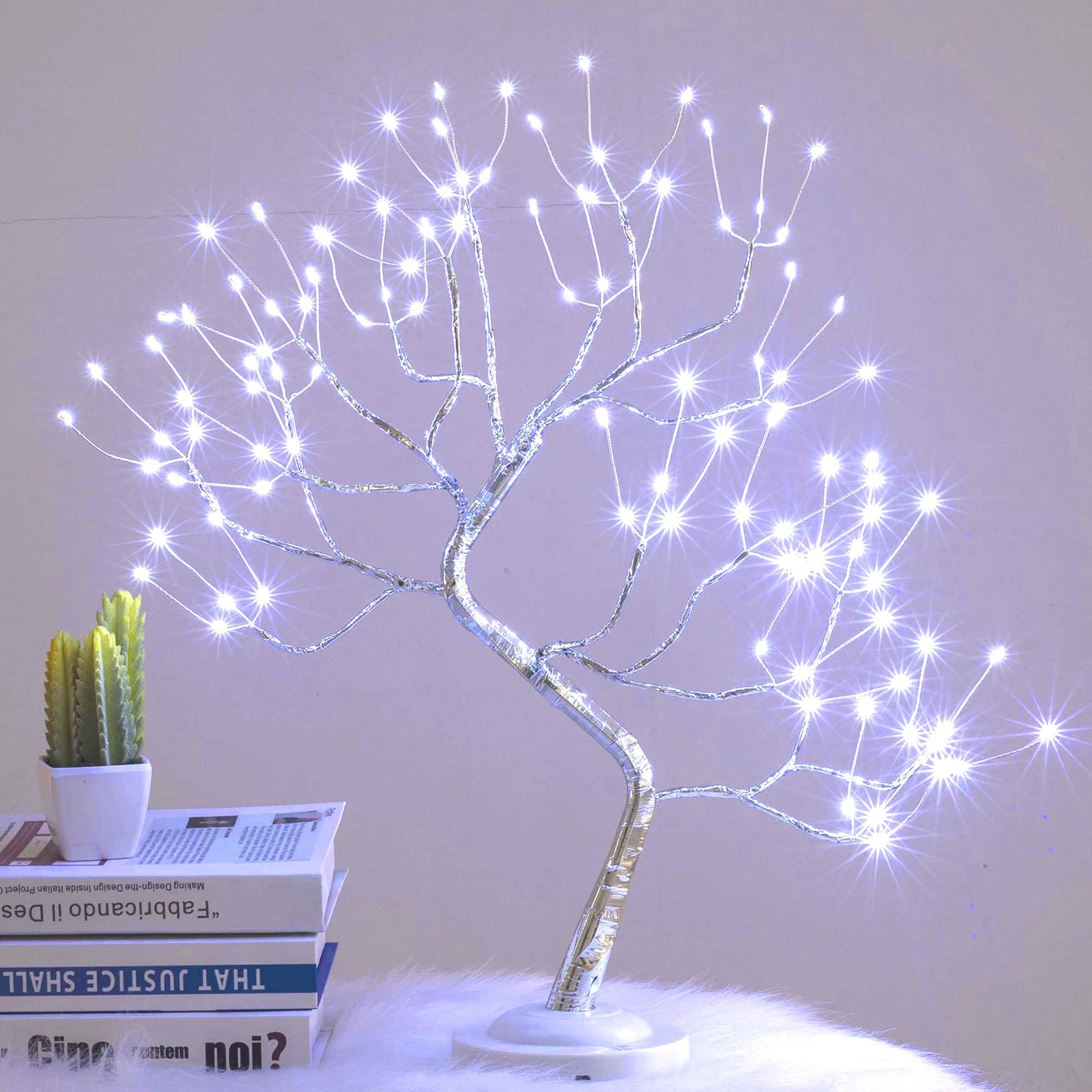 Led Bonsai Tree Light Artificial Light Tree,Battery/USB Operated,Adjustable Branches, for Home Decoration Night Light and Gift(White)