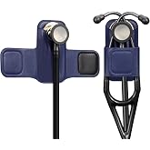 SKYREH Stethoscope Holder Clip, PU Leather Hip Holster, Navy | for Physicians, Nurses, EMT, Medical Nursing Students, Fits 3M