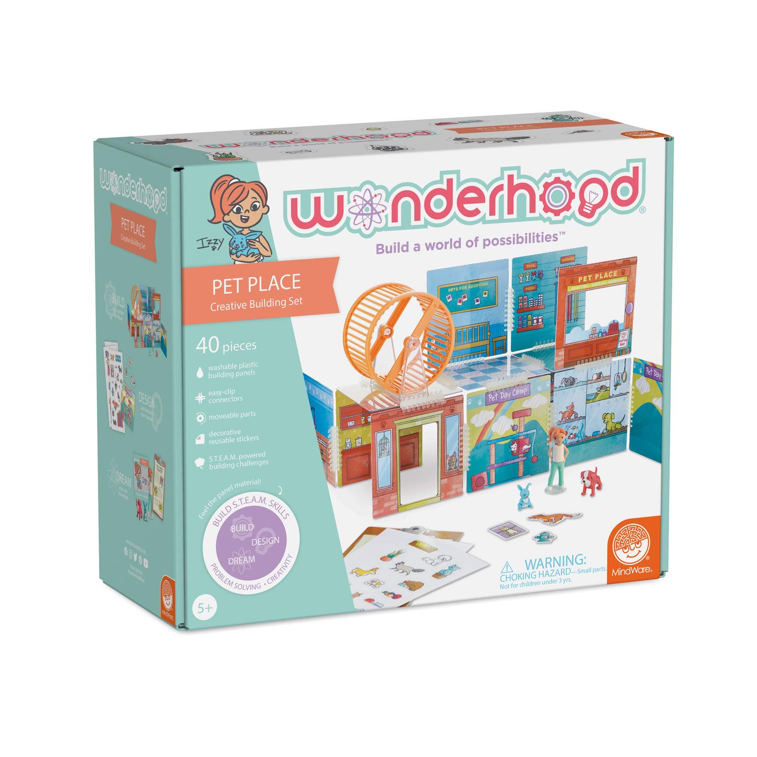 MindWare Wonderhood Pet Place, Creative Dollhouse Building Set - 40 Pieces - Award Winning S.T.E.A.M Toy for Girls