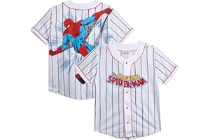 Marvel Spider-Man Boys Baseball Jersey - Novelty Fashion Vintage Spidey Shirt - Avengers Jersey Top for Boys (Sizes: 4-20)