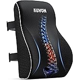 AUVON Lumbar Support Pillow for Office Chair with Patented Bulge for Lower Back Support, Ergonomic Office Home Essentials Improve Posture, Memory Foam Chair Cushion with Straps for Home, Office, Car