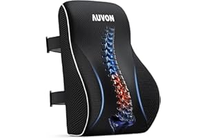 AUVON Lumbar Support Pillow for Office Chair with Patented Bulge for Lower Back Support, Ergonomic Office Home Essentials Improve Posture, Memory Foam Chair Cushion with Straps for Home, Office, Car