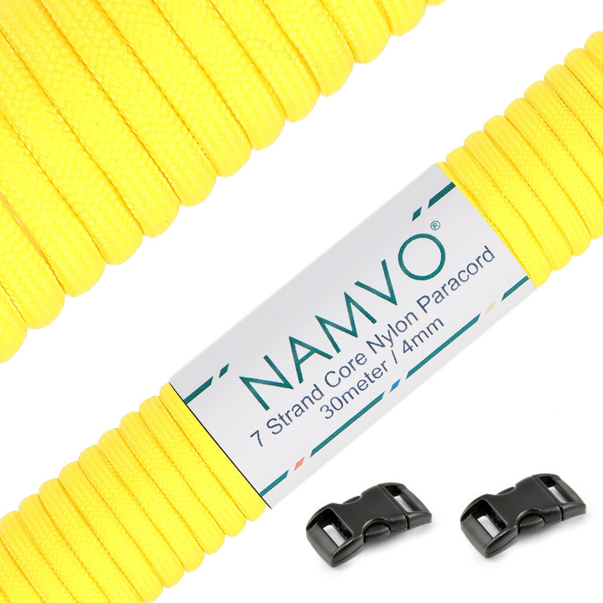 Namvo 550 Paracord Mil Spec Type III 7 strand parachute cord Total Length 100ft / 30 Meters, Yellow