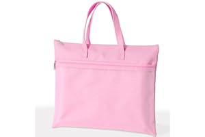 SortRax Large Zipper Pouch with Handle, 13.8" x 11", 2 Pockets, Organizer Bag for Documents, Arts, Coloring Books, Cross Stitch, Embroidery Supplies, 1 Pack - Pink