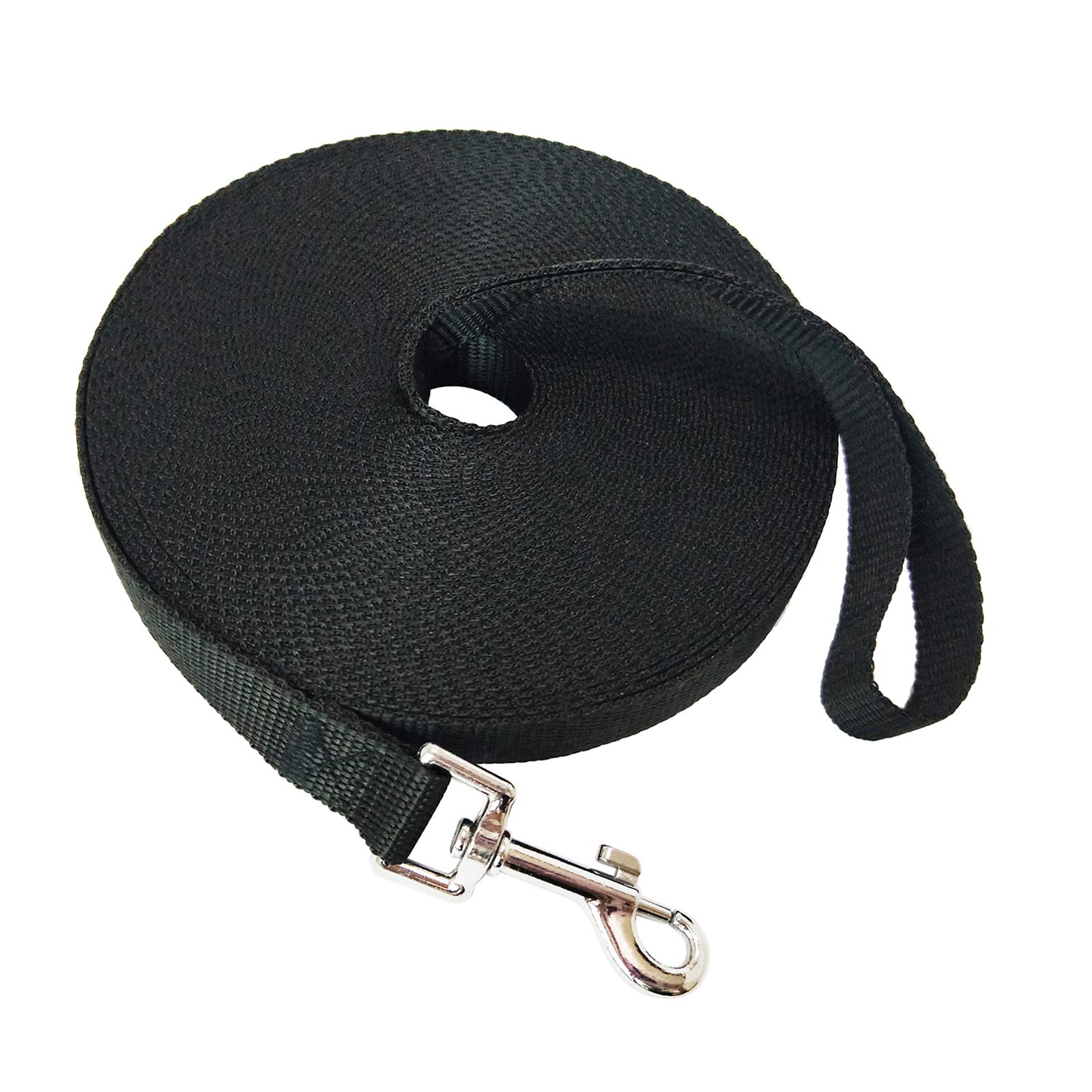 Nylon Training Dog Leash for Small Medium Large Dogs, 15ft 20ft 30ft 50ft Long Leash Dog/Puppy Lead for Obedience Recall Training, Camping (50ft, Black)