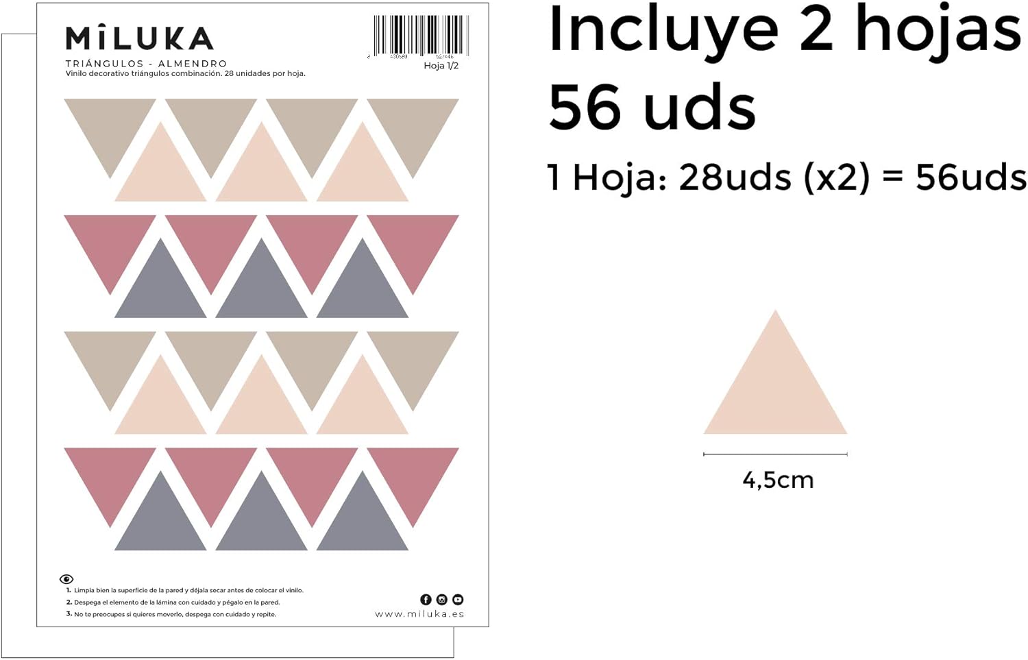 MILUKA Triangle Wall Stickers for Bedrooms Living Room, Pink - Image 5