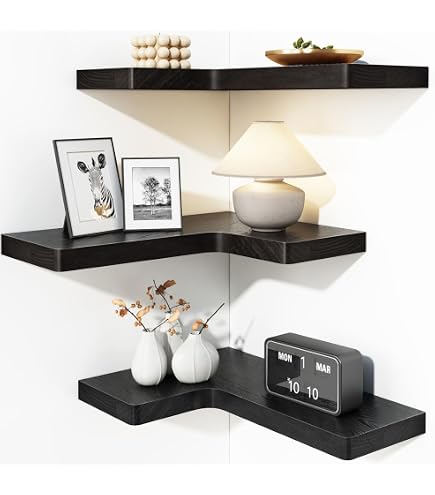 処分価格: 新品未使用　ferm Living バスルームシェルフ　ブラック　黒 Amazon.com: Fixwal Corner Floating Shelves for Wall Mounted