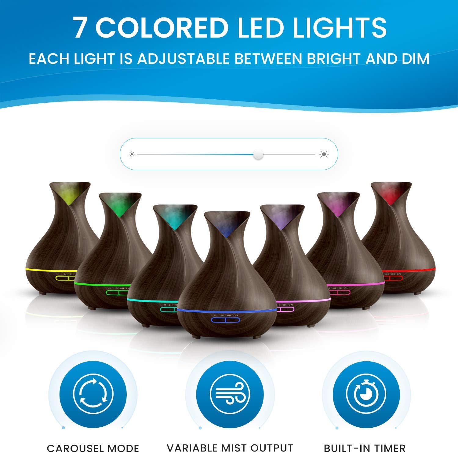 Everlasting Comfort Essential Oil Diffuser (400ml) - Home Aromatherapy Air Diffuser - High Aroma Scent Output with Cleaning Set for Small and Large Rooms, Ultrasonic (Dark Wood): Health & Personal Care