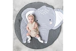 Abreeze Elephant Tummy Time Mat Child Play Mat Crawling Mat Crawl Cushion Baby Nursery Rug for Kids Children Toddlers Bedroom Tummy Time Blanket