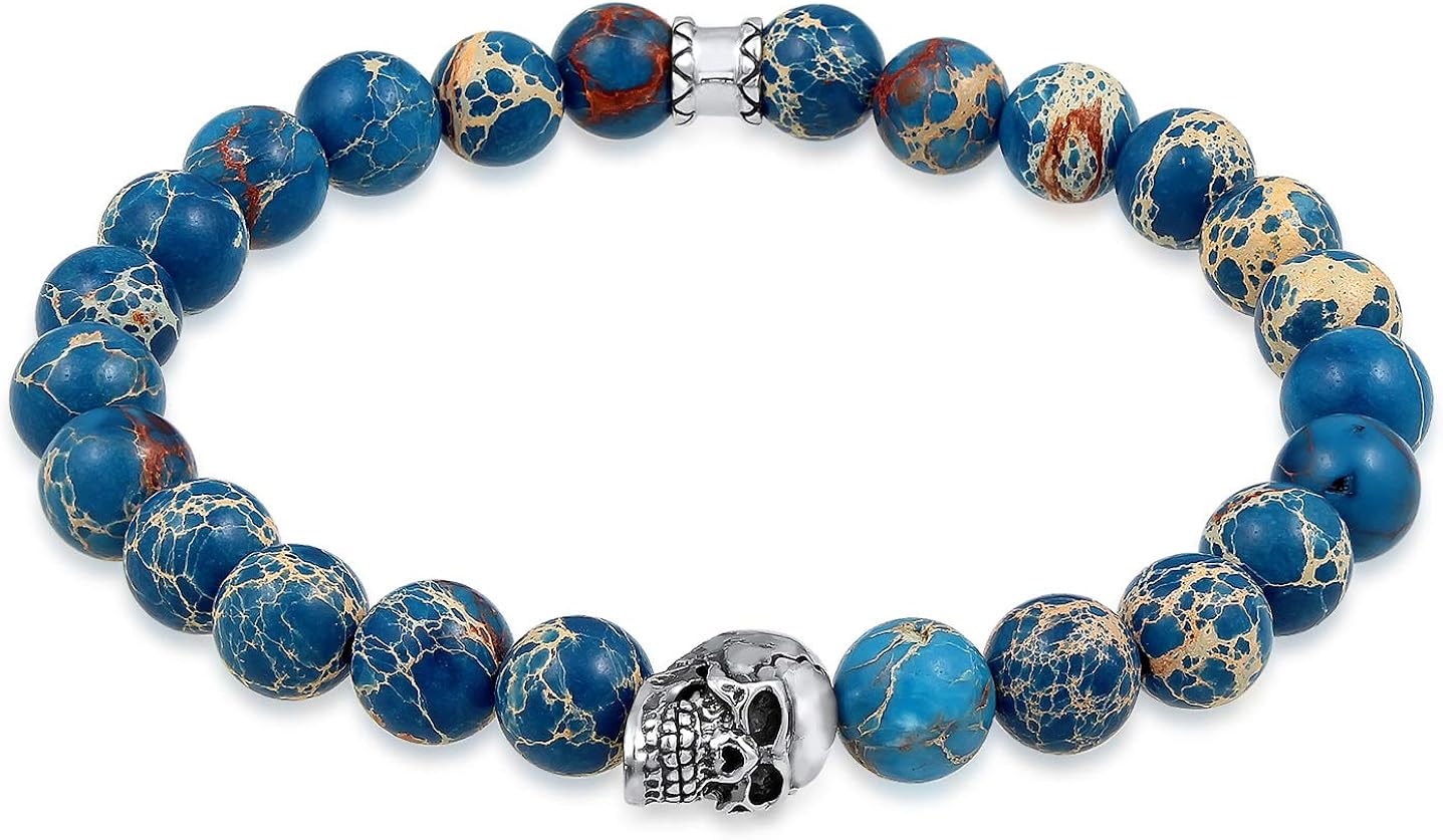Kuzzoi Buddha Herren Armband mit blauem Achat Edelstein Perlen und