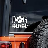 Dog Mom Decal Vinyl Sticker Auto Car Truck Wall Laptop | White | 4" x 3"