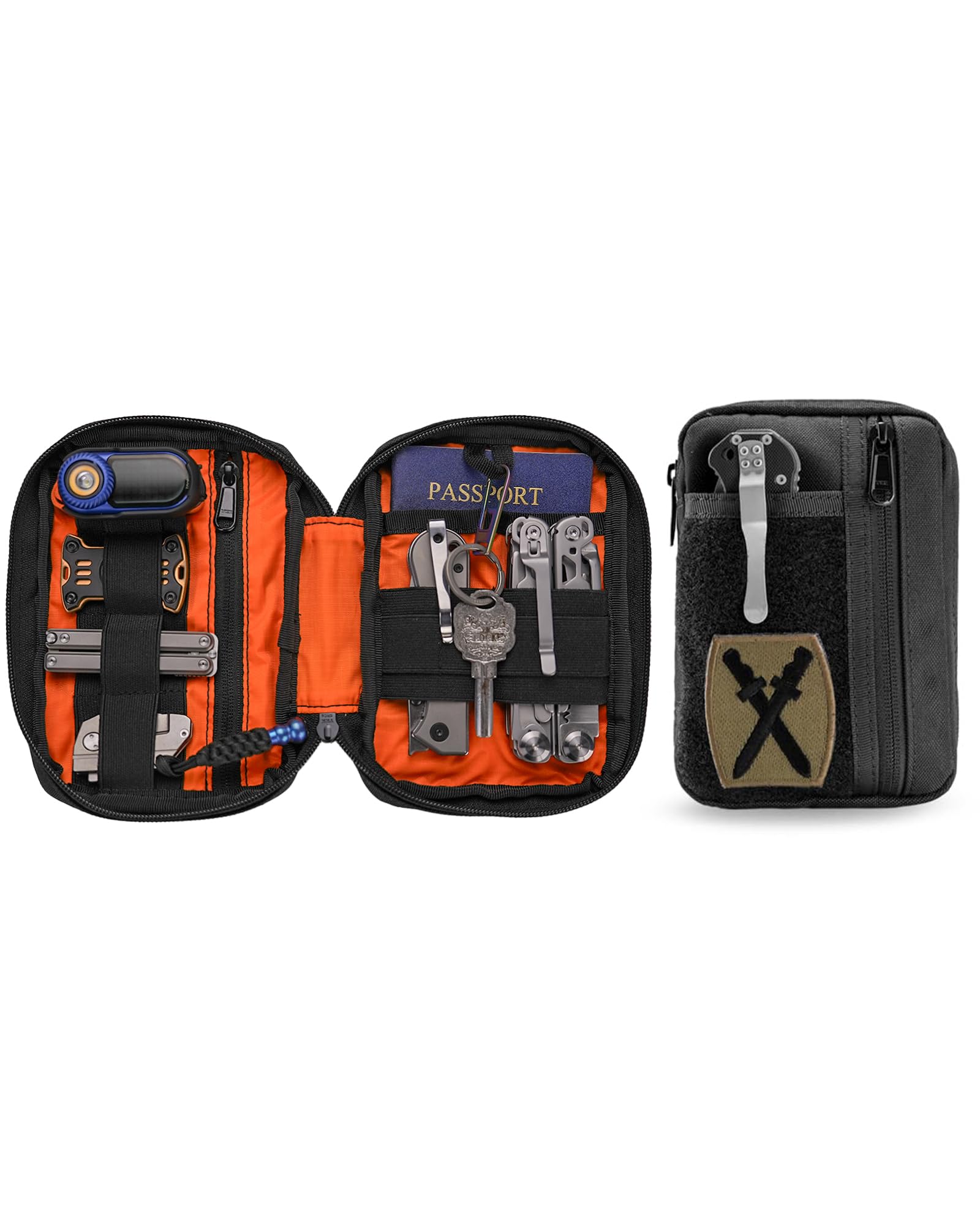 VIPERADE VE30 Molle Pouch Small Belt Pouch for Men, Molle EDC Pouch Pocket Organiser with Patches Area, Adjustable Molle Backpack Pack Pocket for Camping Bush Craft/Hiking/Traveling -Black